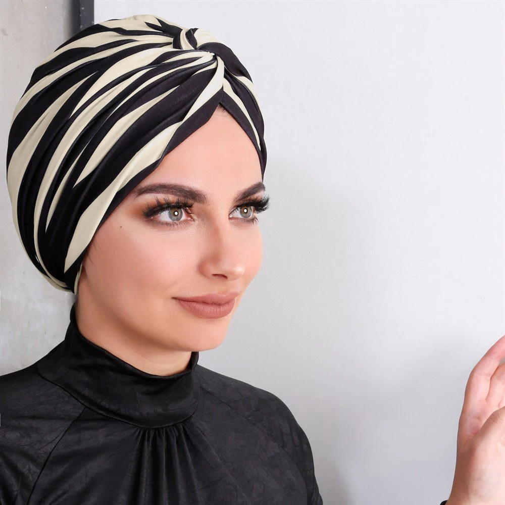 Colorful Muslim Inner Hijabs Women Islamic Muslim Hijab Instant Turban Cap For Ladies Stripe Leopard Print