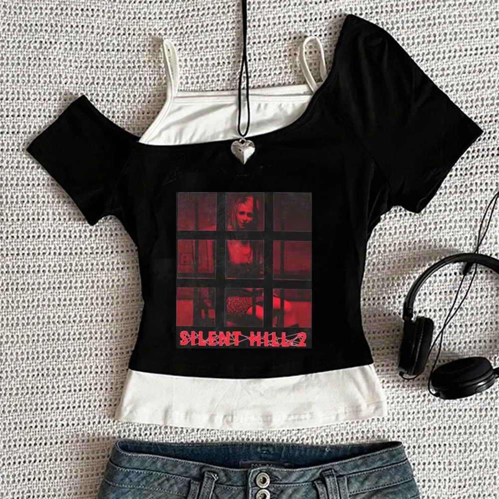Silent Hill crop top shoujo cheap anime dollette japan t shirt scene  vintage streetwear graphic cheap