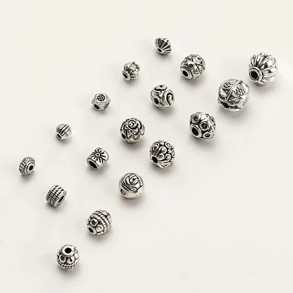 Silver vintage alloy lantern-shaped scattered beads pumpkin flying saucer round diy necklace bracelet accessory