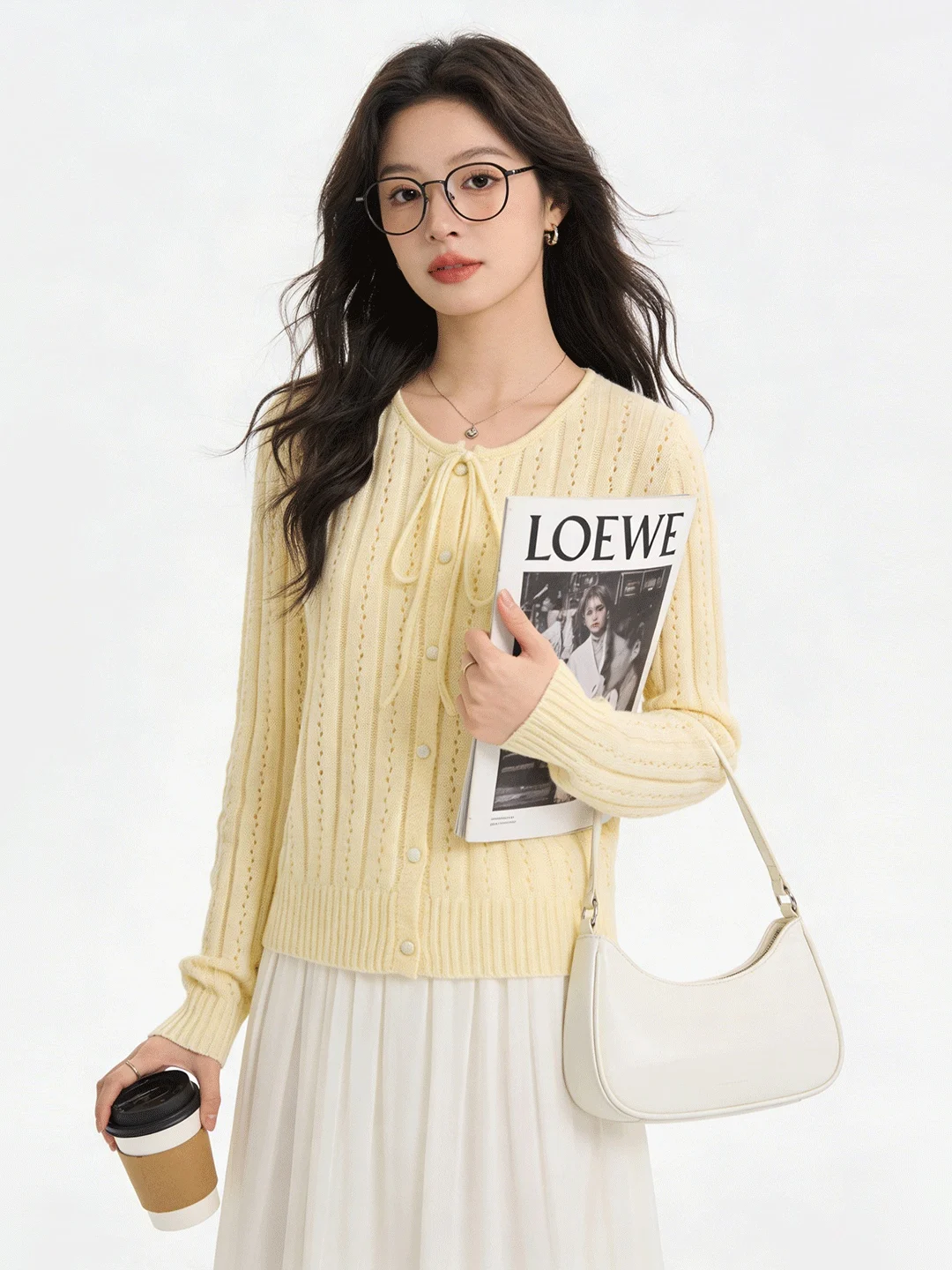 

Skin-friendly Breathable Hollow Knitted Cardigan Korean Sle Simple ort Faionable Anti-aging Spring Women's Top