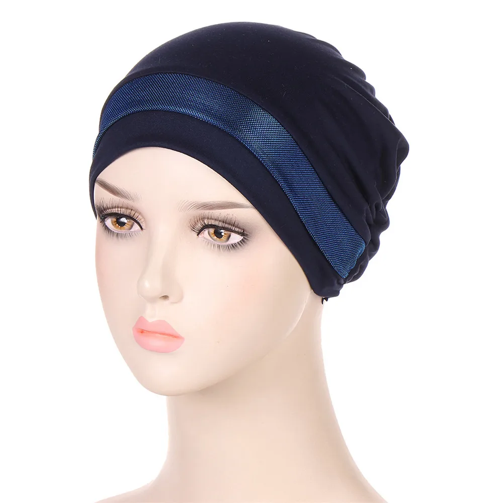 

Glitter Underscar Muslim Women Stretch Turban Inner Hat Hijab Head Wrap Scarf Chemo Cap Hair Loss Bonnet Beanie Female Skullies