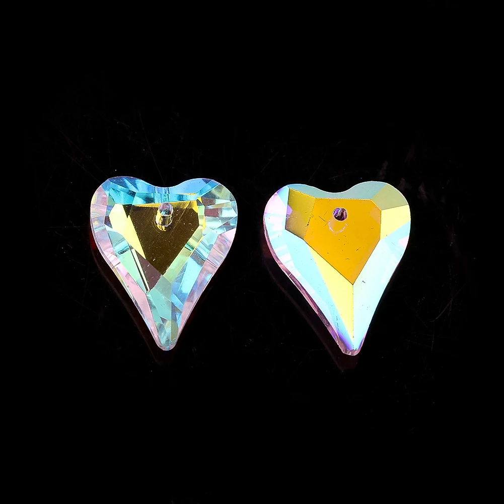 6pcs Heart Crystal Pendant Hanging Sun Catcher Glass Prism Charm Beads for DIY Craft Jewelry Necklace Earrings Making Home Decor