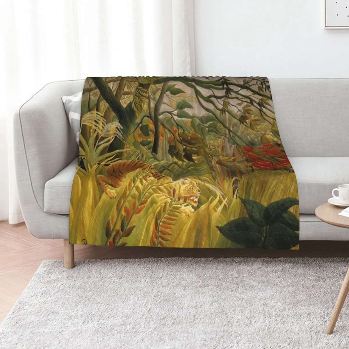 Henri Rousseau - Tiger in a Tropical Storm (1891) Throw Blanket Multi-Purpose Large Designers Blankets For Baby Baby Blankets