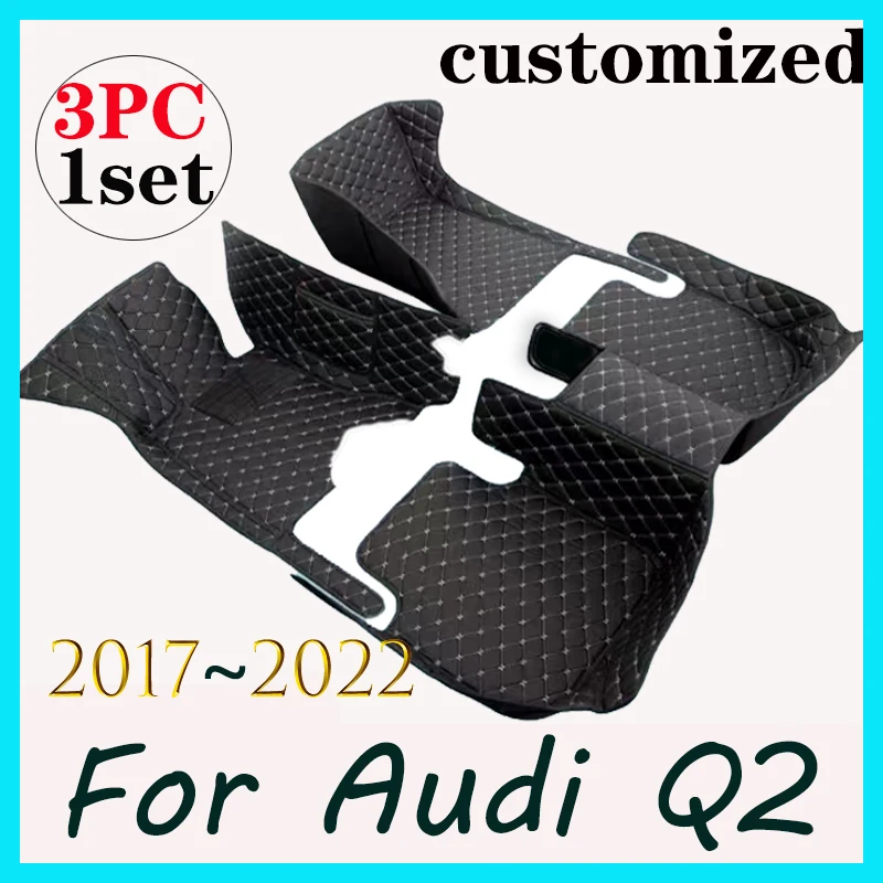 

Car Mats For Audi Q2 2017~2022 Durable Auto Floor Mat Full Set Anti Dirt Rug Carpet Luxury Leather Car Interior Accessories 2018