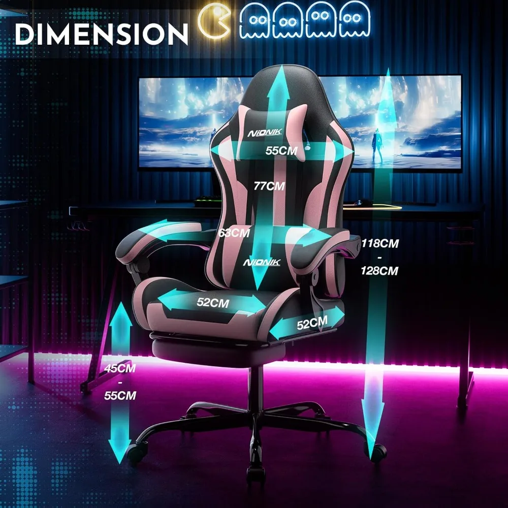 Ergonomic Gaming and Office Chair with Footrest, Lumbar Support, Height Adjustment, Swivel Seat, Headrest view 3