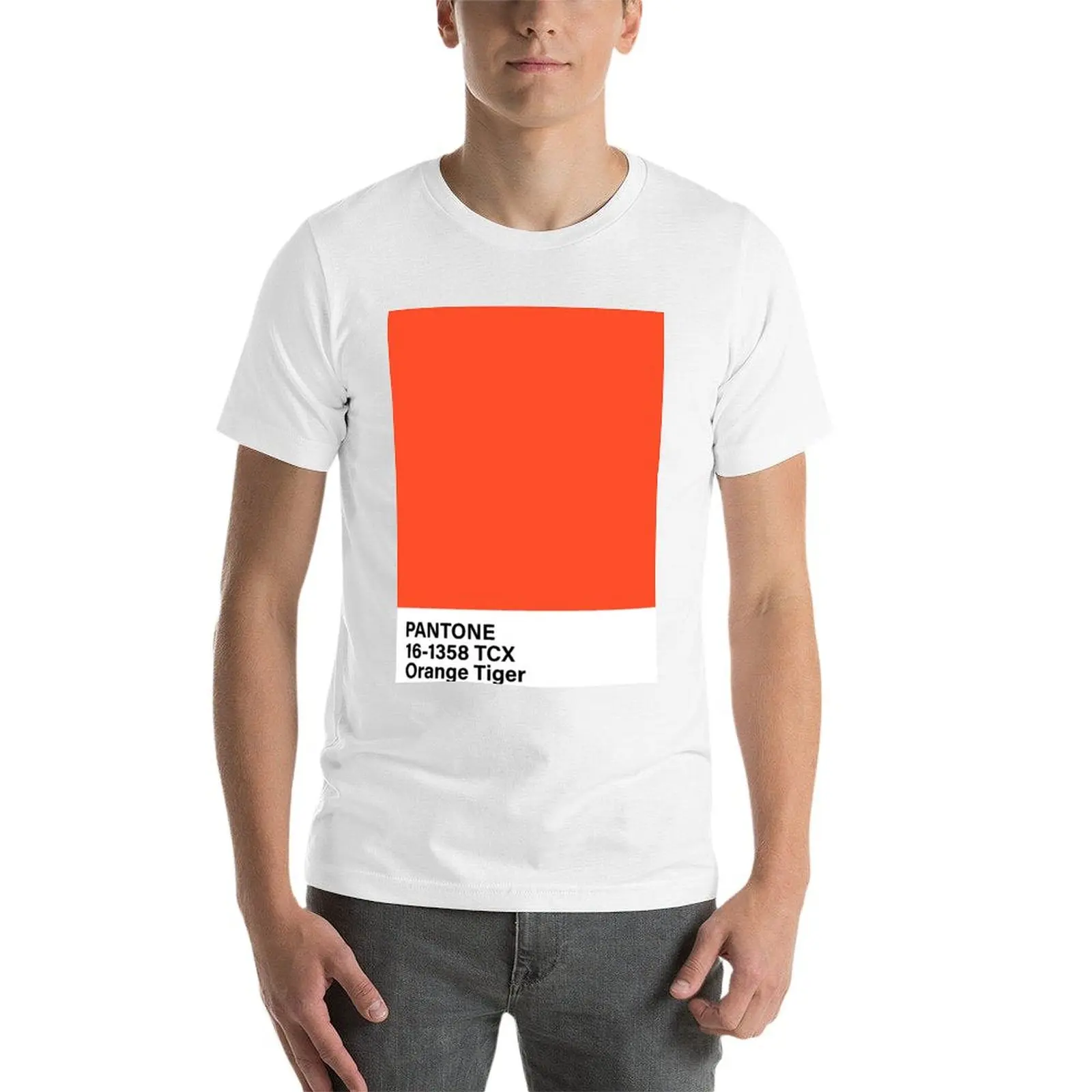 بانتون 16-1358 TCX برتقالي النمر ، برتقالي اللون تي شيرت تي شيرت للرجل جرافيك خمر رجالي جرافيك تي شيرت تي شيرت #4