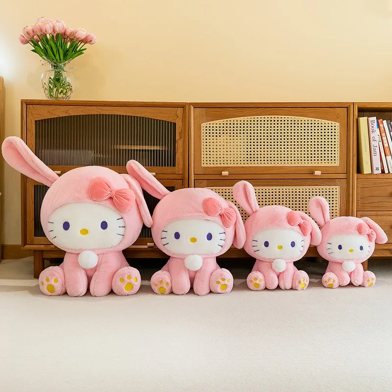 60CM Big Size Sanrio Cute Rabbit HelloKitty Stuffed Animal Doll Plushies Kawaii Room Decoration Toy Children's Holiday Gift