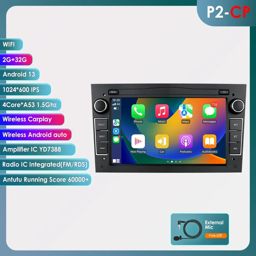 Autoradio Carplay Android 2din Auto Gps Voor Opel Astra H J 2004 Vectra Vauxhall Antara Zafira Corsa C D Vivaro Meriva Veda Audio