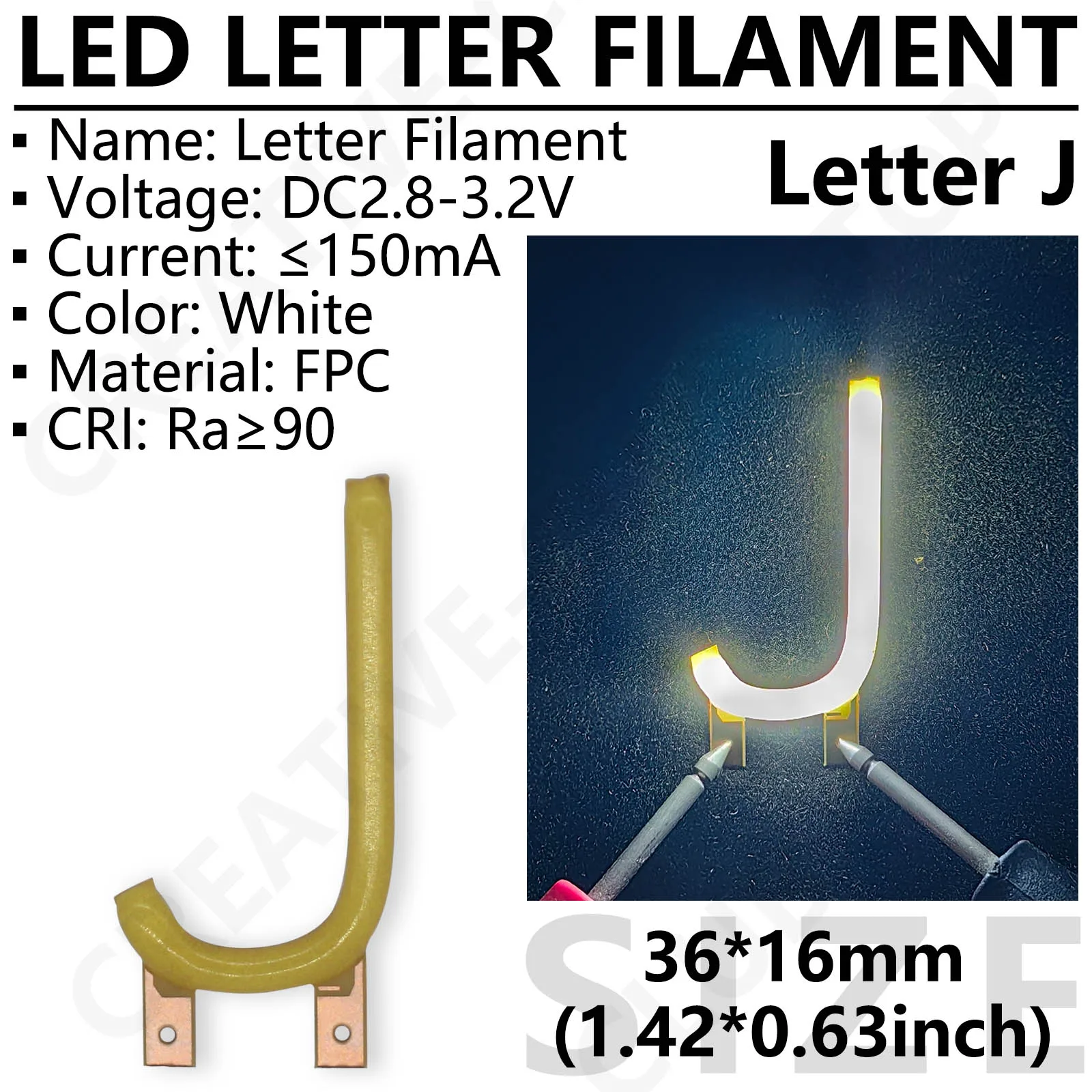 대문자 LED 필라멘트 화이트 DC3V 휴일 야간 조명, 크리스마스 홈 장식, 할로윈 조명, 생일 이름 장식