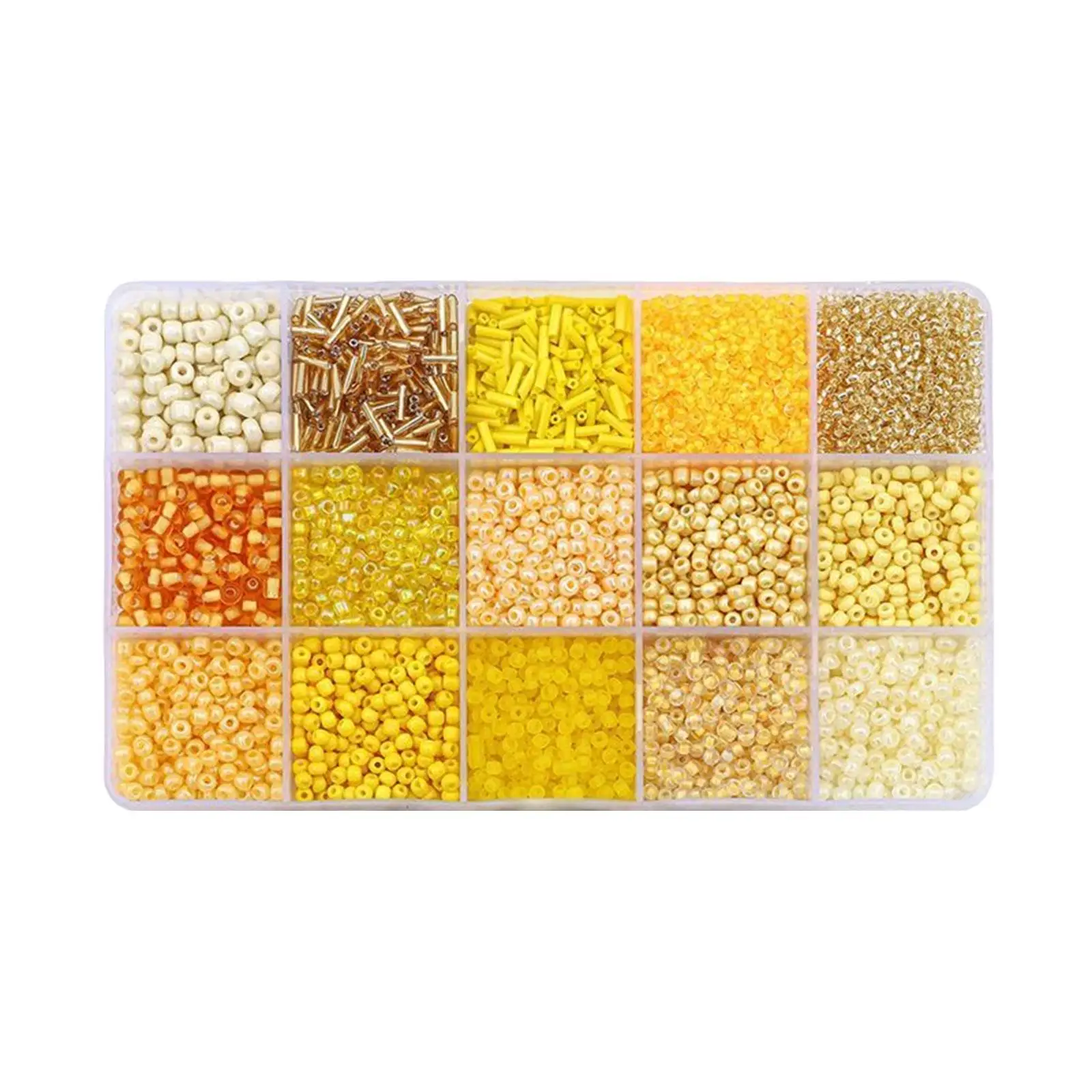 Colorful Glass Beads Set for DIY Jewelry Making 15 Grid Spacer Tube Beads Kit for Bracelets Necklaces Decoration Craft