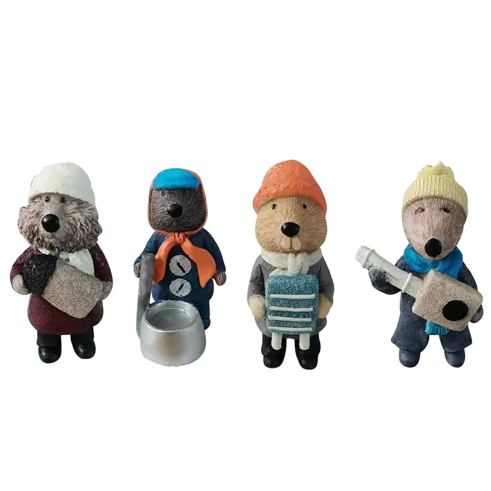 Christmas Decoration-Jug-Band Organic Art Doll,Resin Otters  Emmet Otters Christmas Miniature Jug-Band Organic Art Dolls Resin