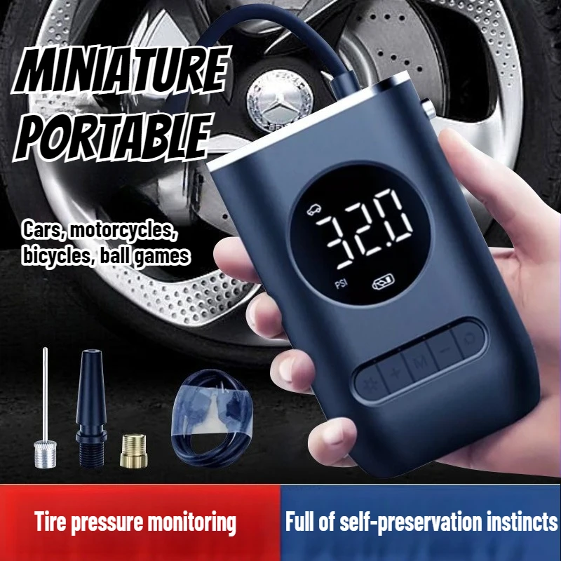 

Портативный беспроводной мини-насос для автомобиля с цифровым дисплеем, перезаряжаемый, для автомобиля и велосипеда