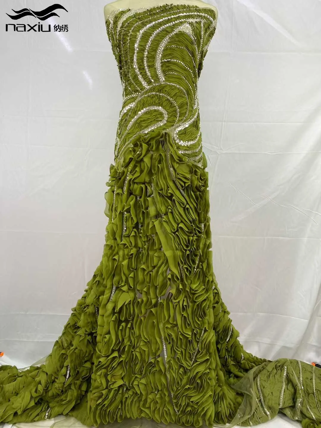 ماديسون الأفريقي النيجيري العريس ثلاثية الأبعاد نسيج الدانتيل مع الترتر الراقية الفاخرة التطريز الثقيلة أقمشة الدانتيل النيجيري لحفل الزفاف