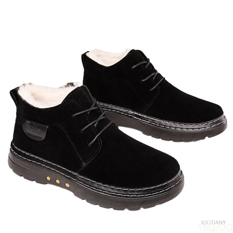 Plus Size Inverno Novo Casual Comfortabele Katoenen Schoenen Rollenspel Antiderrapante Quente Herenschoenen Modo Pluche Herenlaarzen