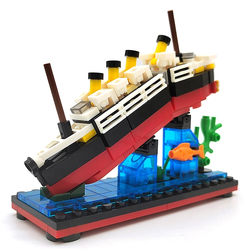 MOC RMS Cruise Sank Titanic Break In Half Model Building Blocks Ship Shipwreck Boat Construction Children Brick Sets Toys Gifts