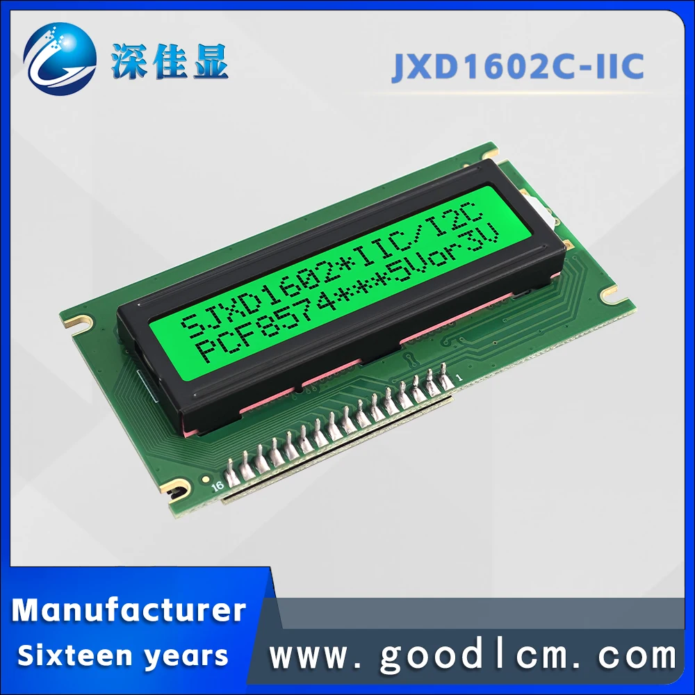Module d'affichage LCD 1602, interface IIC/I2C, JXD1602C STN Green Positive, 16x2-line Character, LCM, prix abordable
