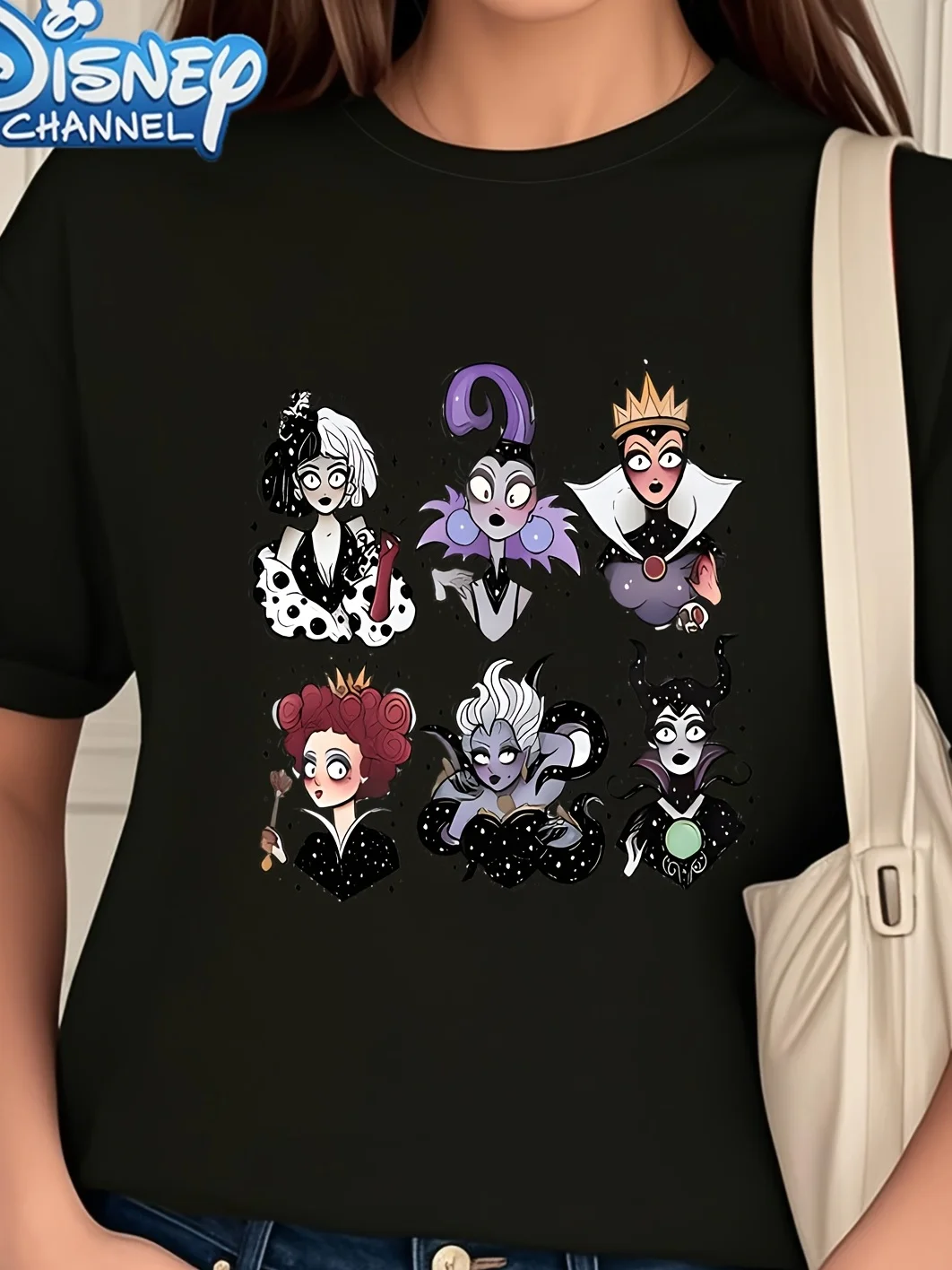 

Summer Disney Classic Villains, From The Evil Queen To Ursula, Full of Dark Style Fashionable Women's Loose T-shirt