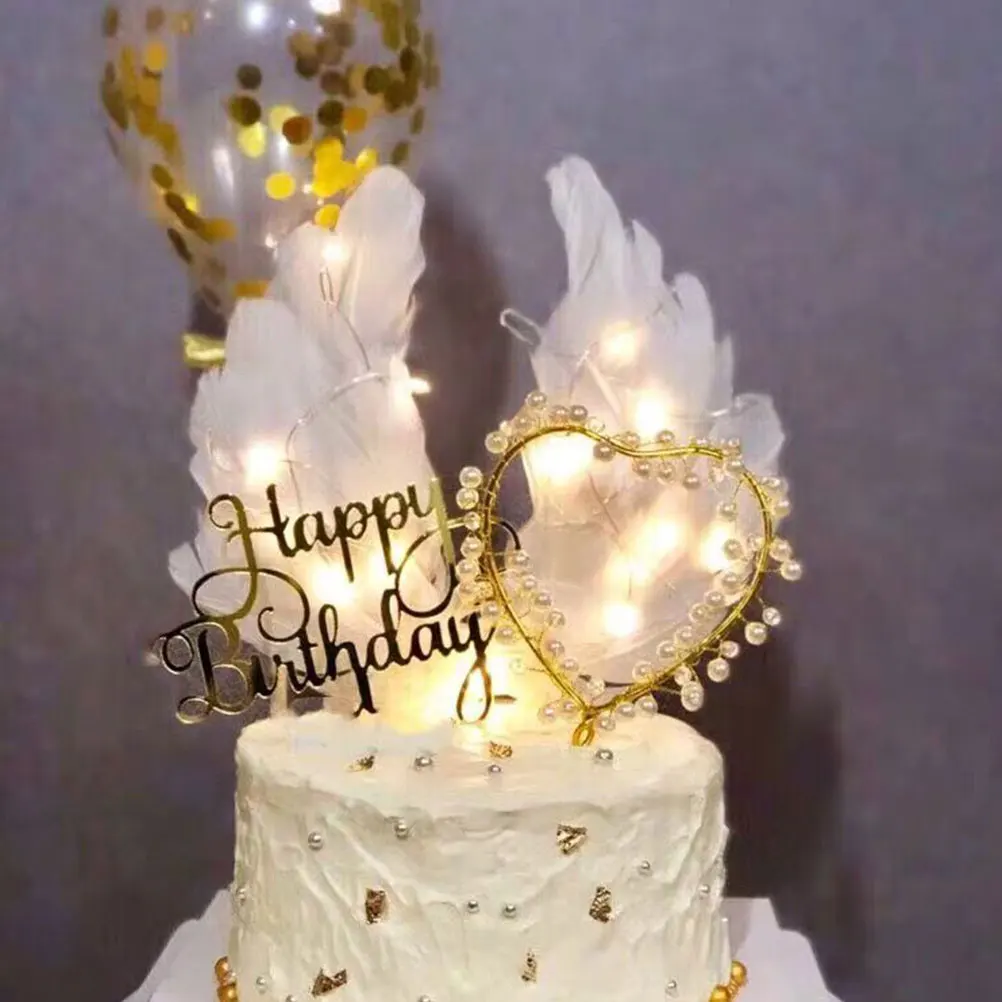 

6pcs Topper Decorations Plastic Wing Birthday Wedding Baby Shower Angel Cake naments Party Dessert Toppers Cake