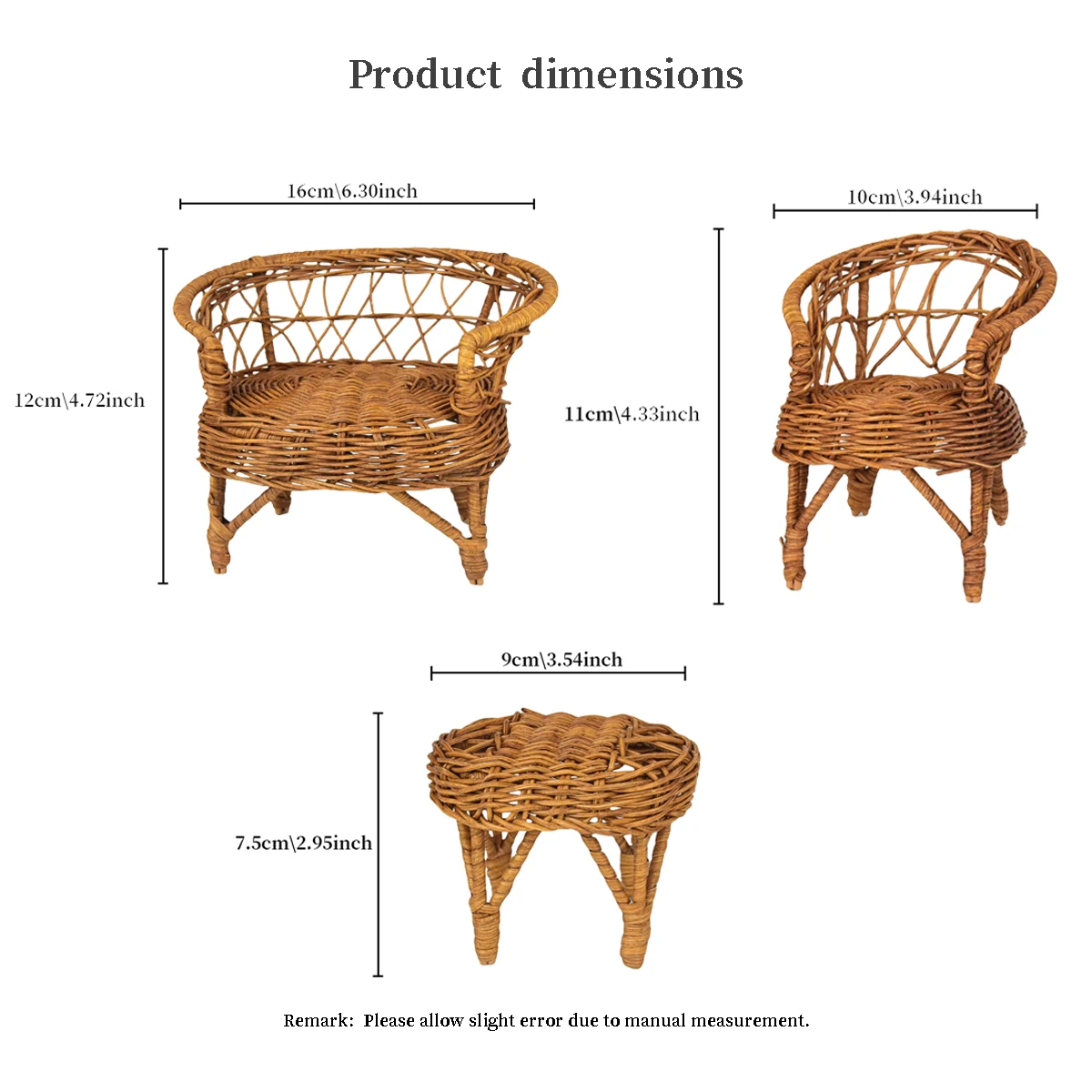 1:12 miniature furniture rattan chair for BJD OB11 doll house