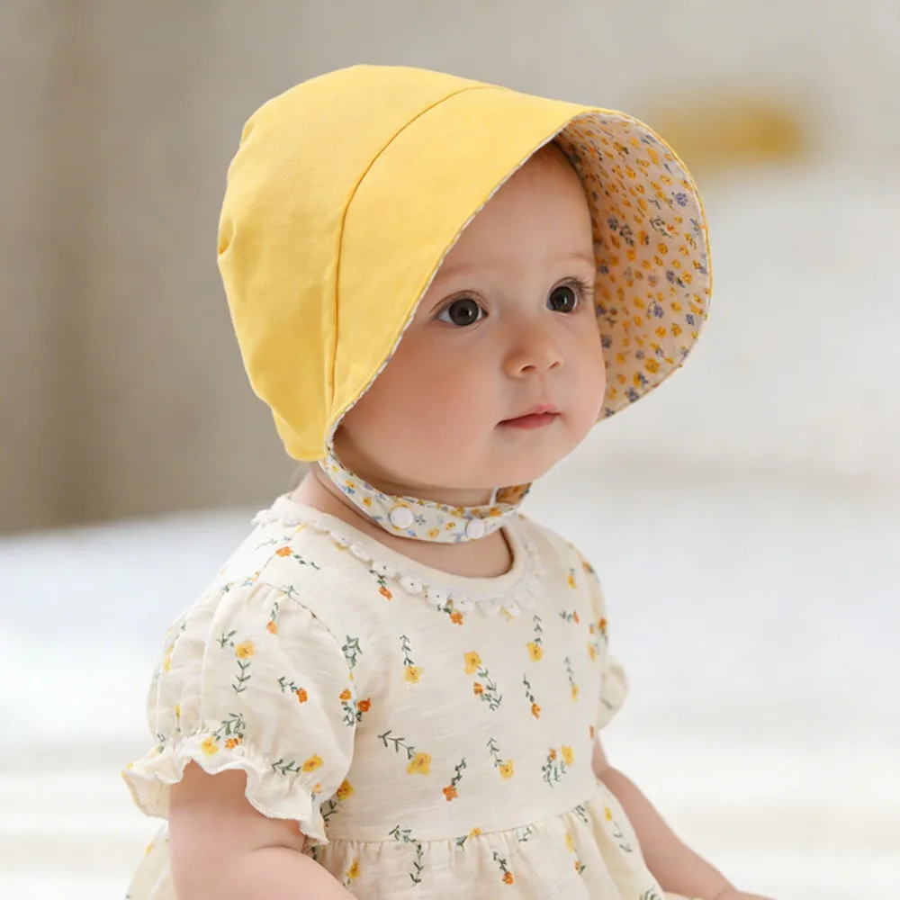 Fashion Soft Floral Hat Breathable Double-sided Sun Hat Sun Protection Cotton Large Brim Court Hat