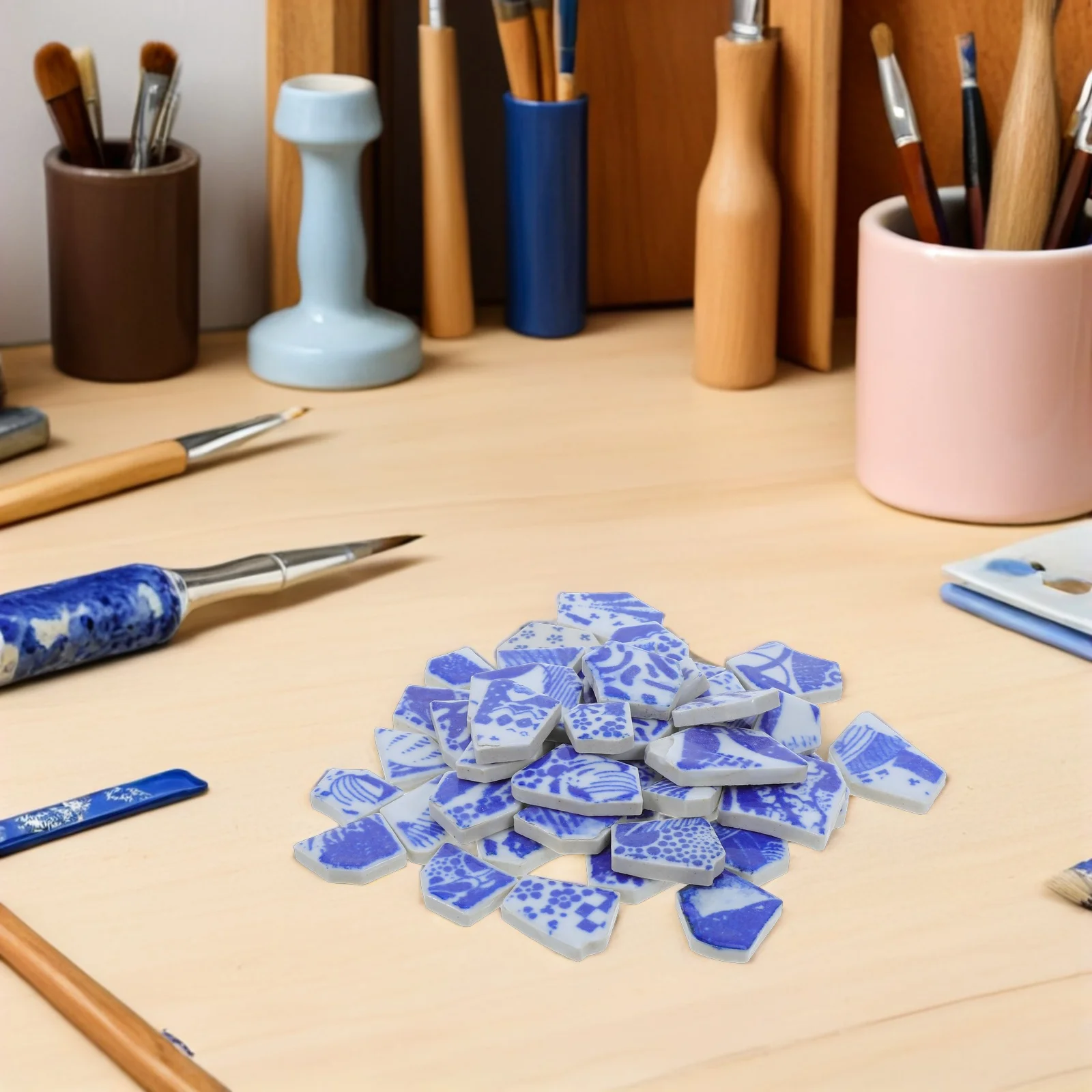 1 حزمة الأزرق الأبيض بلاط البورسلين رقائق غير النظامية قطع الفسيفساء السيراميك Diy بها بنفسك ديكور المنزل جدار باكسبلاش المطبخ الحمام #3