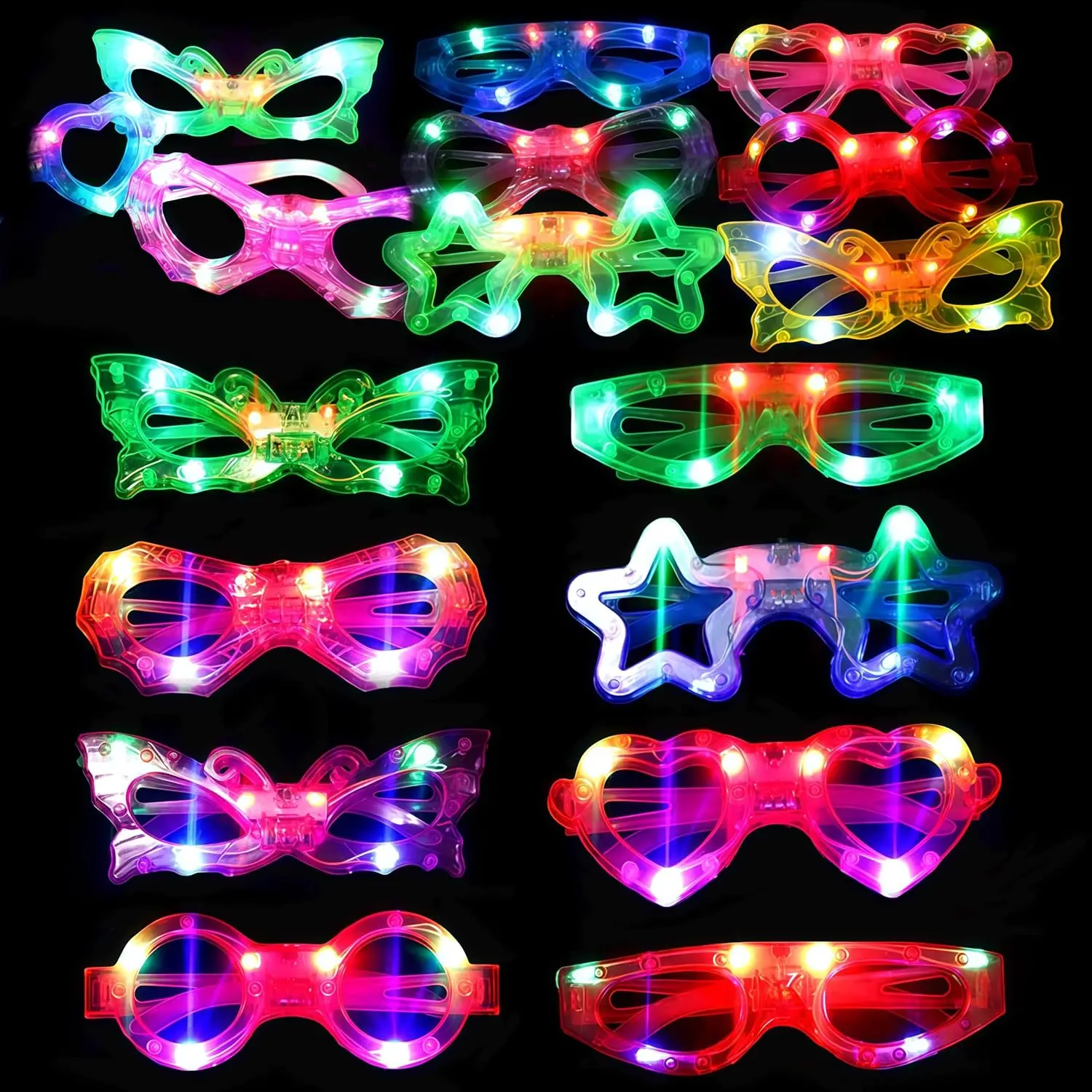 6/12pcs Led Luminous Glasses Light Up Glasses LED Party Glow Sunglasses Glasses for Clubs Music Wedding Party Favor Supplies