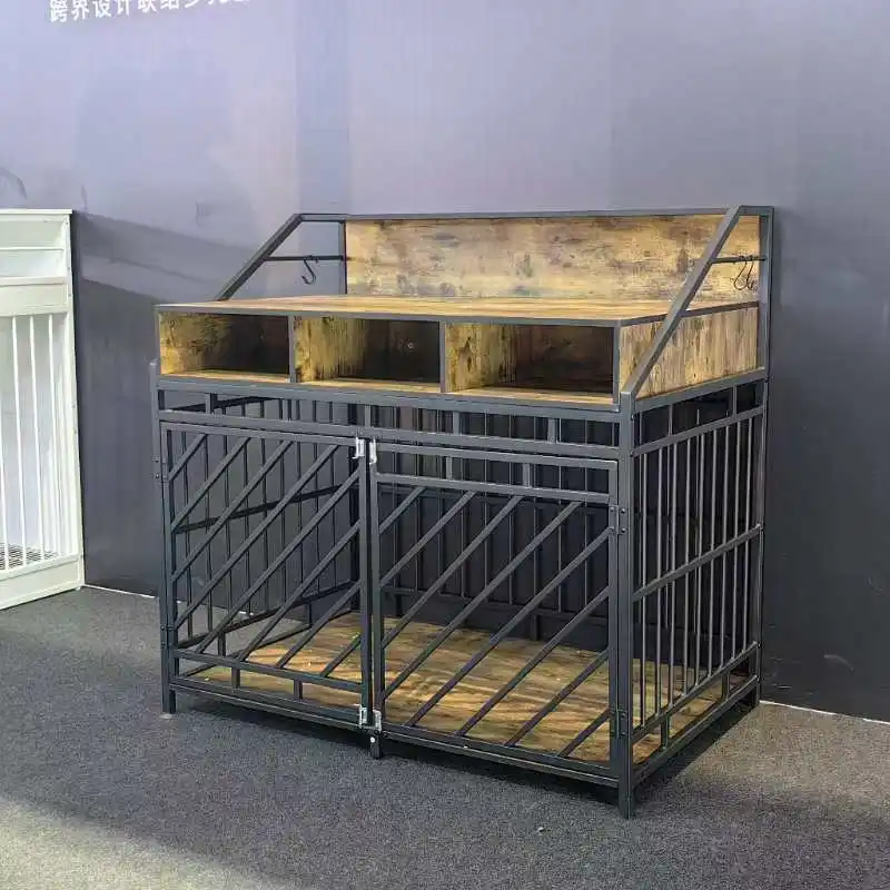 Family indoor pet dog cage with storage drawer