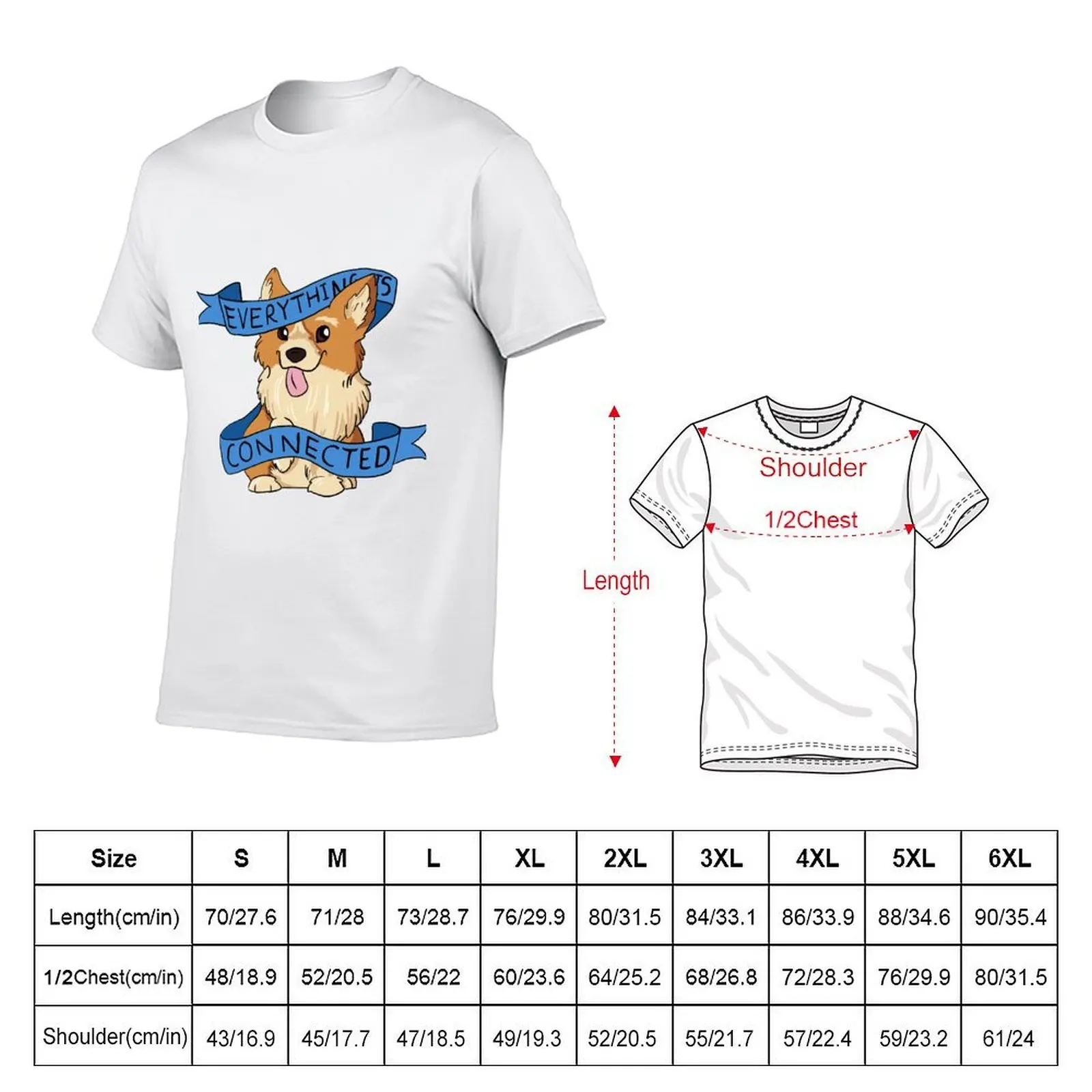 Everything is Connected Corgi T-Shirt oversized graphic tee summer tops Men's t-shirts