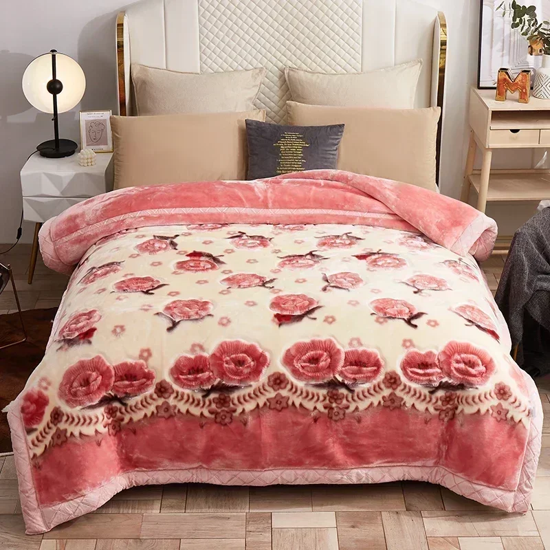 New Warm Weighted Blankets for Beds High End Thicken Warmth Raschel Blanket for Winter Autumn Double Side Plush Comforter Quilt