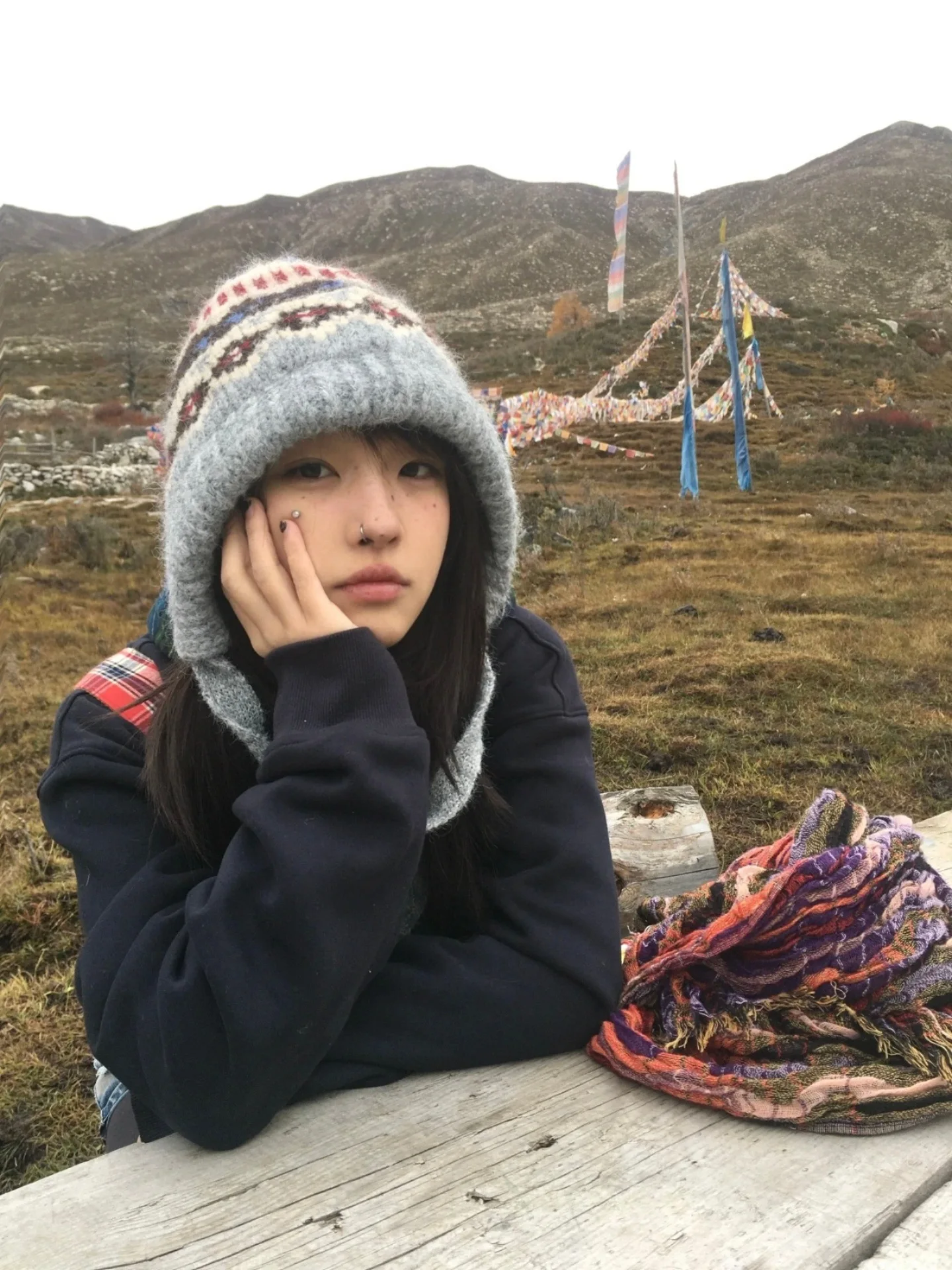 

Шапка-балаклава Fair Isle для женщин, осенне-зимняя теплая морозостойкая вязаная шерстяная шапка, мягкая эластичная шапка