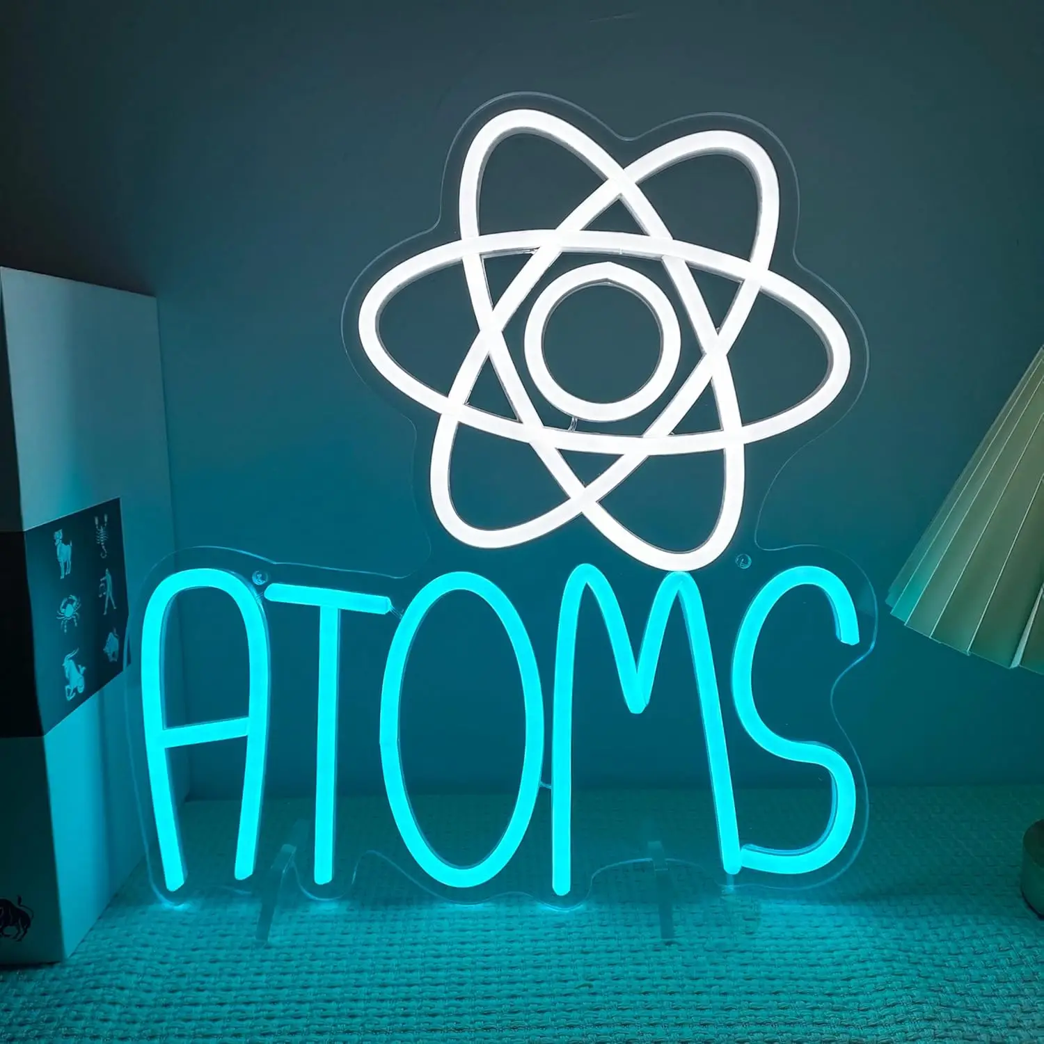 

Неоновая вывеска Atom с регулируемой яркостью, тематическая неоновая лампа на научную тематику для декора стен класса или кабинета, подарок для любителей науки, ночник с регулируемой яркостью