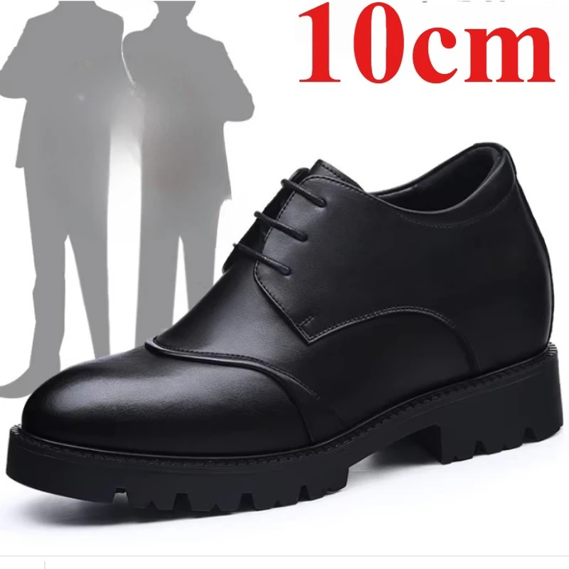 Height Increasing Shoes for Men's 10cm Elevator Business Leather Casual Shoes Comfortable Breathable Male Wedding Increase Shoes
