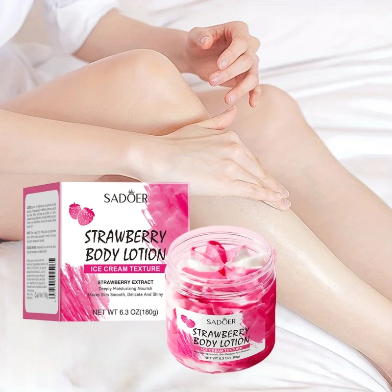 180g Strawberry Body Lotion, Containing Niacinamide, Strawberry Fruit Extract and Other Skin-Friendly Ingredients, Deeply Moisturizes, Locks in Skin Moisture, Improves Dryness, and Makes Skin Look Smooth and Delicate, Suitable for Various Skin Types The First Choice for Daily Skin Care