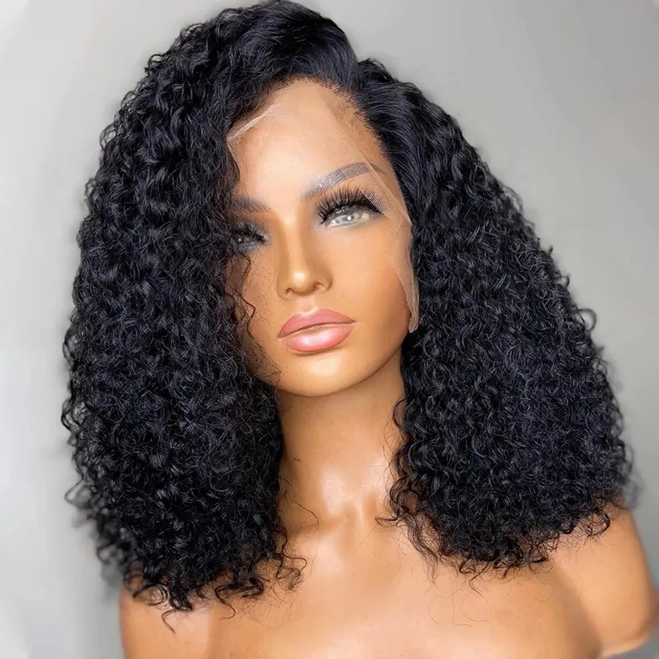 

230% Short Curly Bob 13x4 hd Lace Frontal Wigs Deep Water Wave Glueless 4x4 Transparent Lace Front Wig Brazilian 100% Human Hair