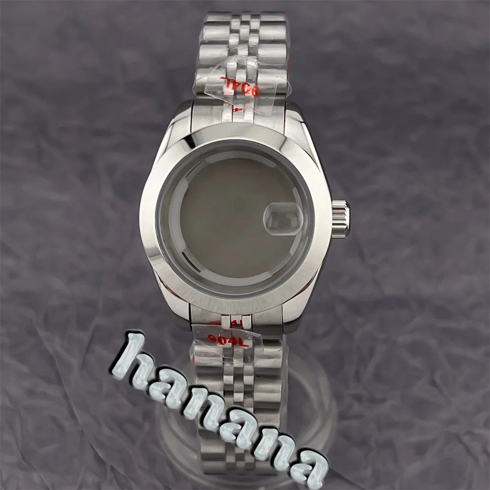 Beveled polished bezel 28mm/31mm water-resistant case Bracelet sapphire crystal NH05 06 movement ladies' watch parts replacement