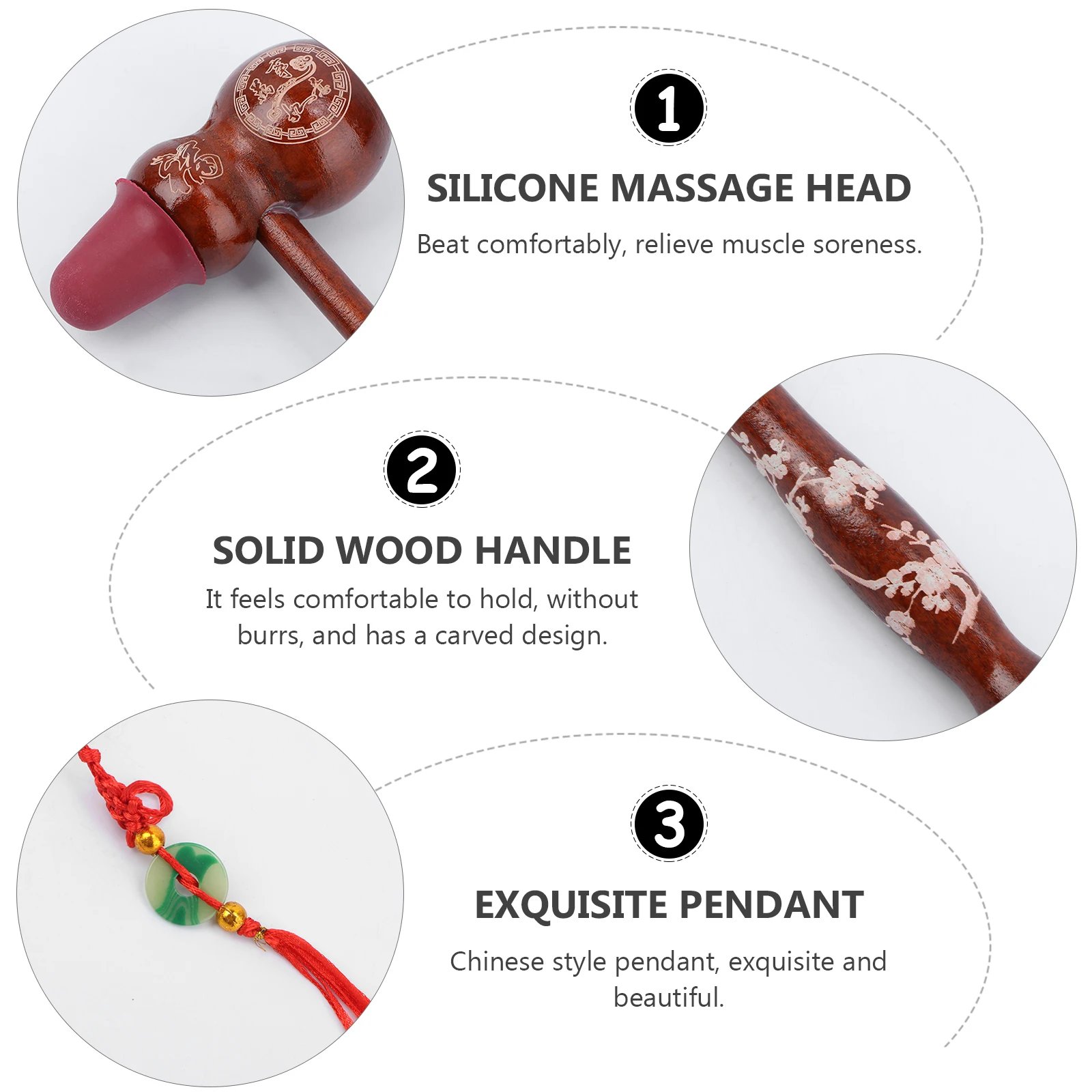 

2pcs Wooden Massage Hammer Smooth Natural Wood Handle Body Massager For Neck Back Waist Legs Relaxation Practical Percussion