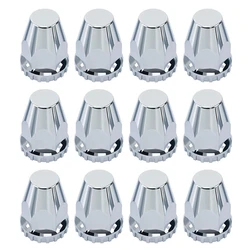 12Pcs Lug Nut Covers Kit,33Mm ABS Chrome Screw-On Hub Lug Nut Caps For Semi Truck Trailer Passenger Car