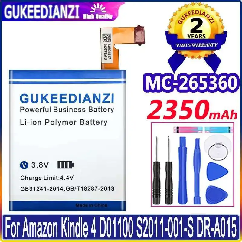 

Tablet Battery 2350Mah Fast Charging For Amazon Kindle 4 5 6 515-1058-01 MC-265360 D01100 S2011-001-S DR-A015 Metal Version