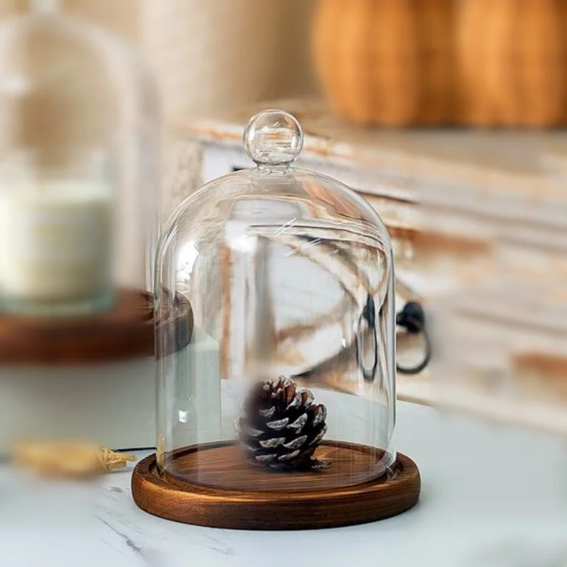 

2sets/pack 12*16cm Antique Base Different Top Glass Dome Vase Home Decoration Transparent Candle Cover Wedding Friend Favor Gift