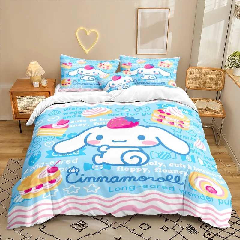

Cartoon Cinnamoroll Bedding Sets Comforter Quilt Bed Cover Duvet Cover Pillow Case 2-3 Pieces Sets Home Decor Bedroom Decor