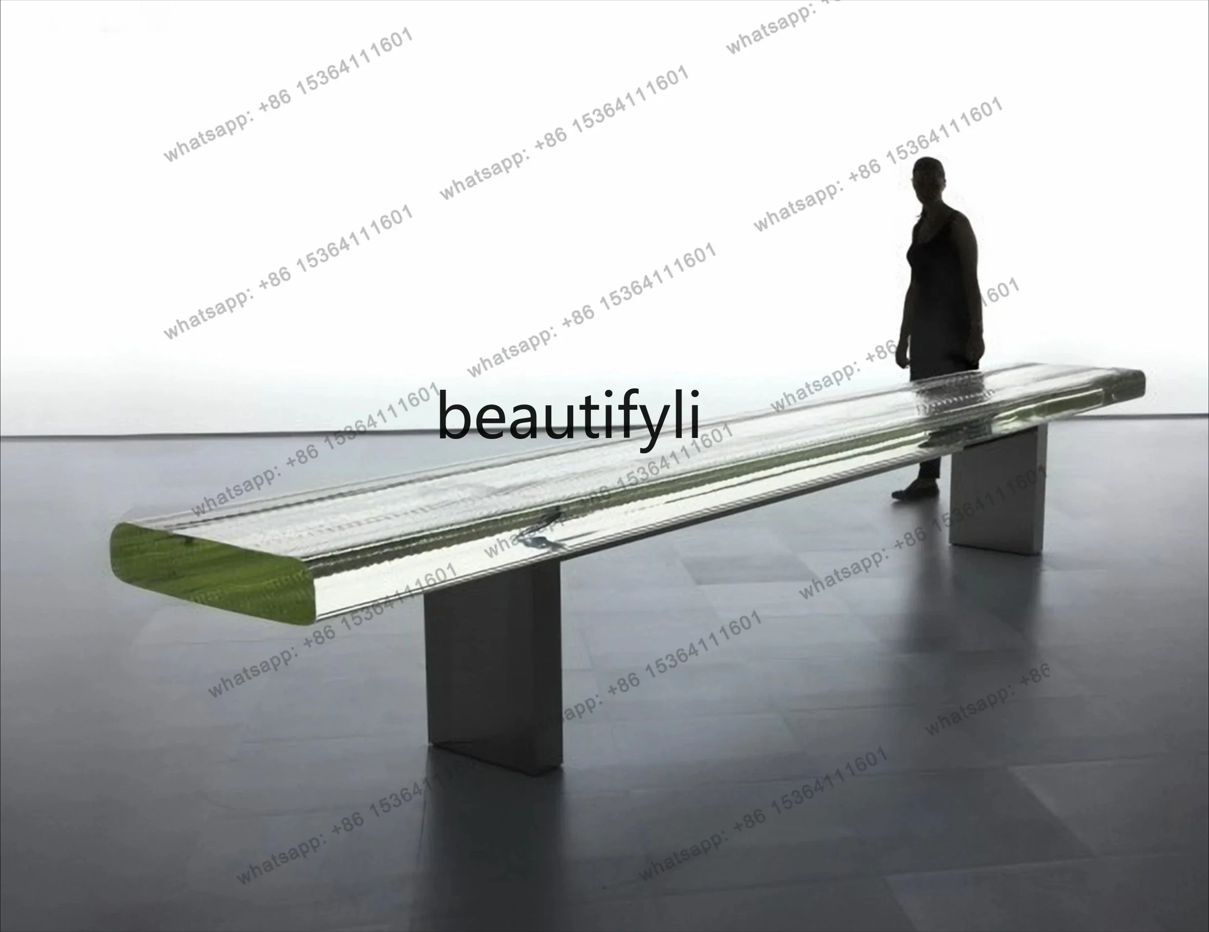D30Modern light luxury transparent crystal bench fashionable stainless steel glass decorative stool villa