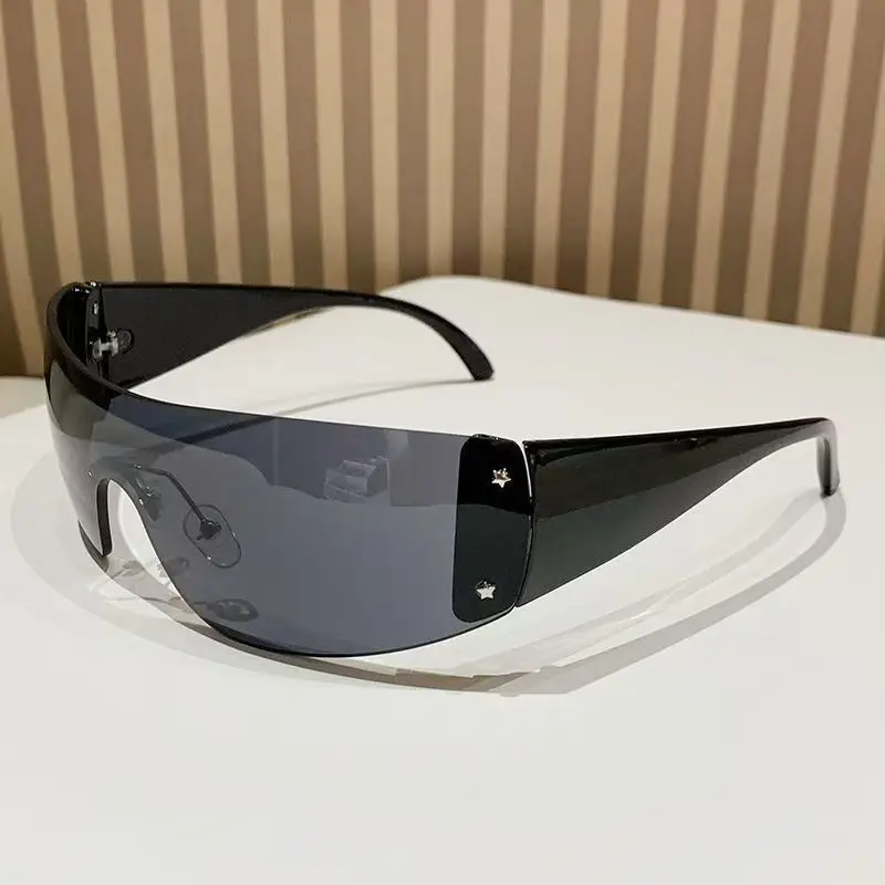 New Vintage Y2K Punk Sunglasses Goggle Women Men Luxury Brand Wrap Around Sun Glasses Eyewear Sports One Piece Shades
