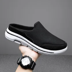 Zapatos informales de malla para hombre, zapatillas planas transpirables de verano, mocasines de talla grande, a la moda, 2023