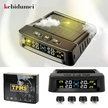 Solarbetriebenes Sicherheitsalarm-Monitorsystem für den Reifendruck im Auto, 4-Sensor-Anzeige, intelligente Warnung für Reifendruck und Temperatur