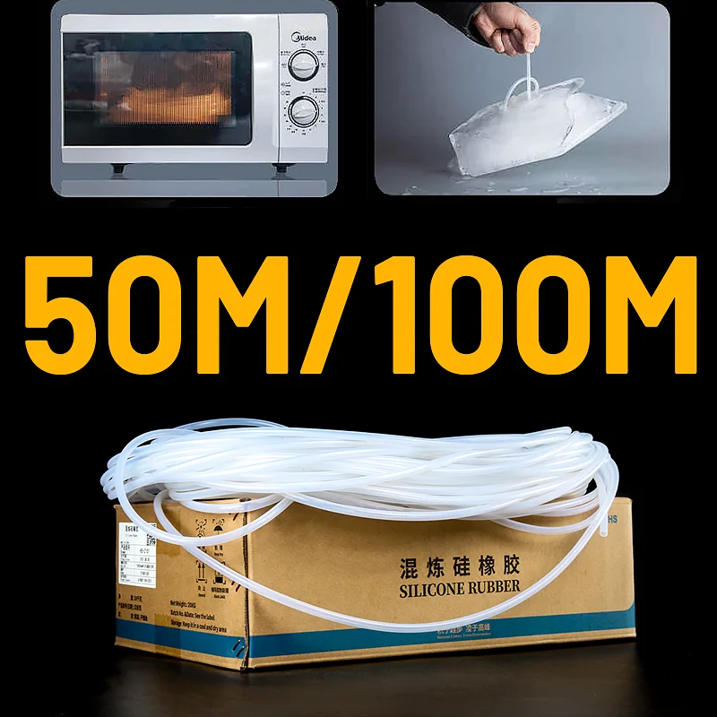 

Оптовая продажа, 50/100 м, пищевой силиконовый резиновый шланг, прозрачный диаметр 4x6, 8x10 мм, высококачественная гибкая трубка для защитной трубки