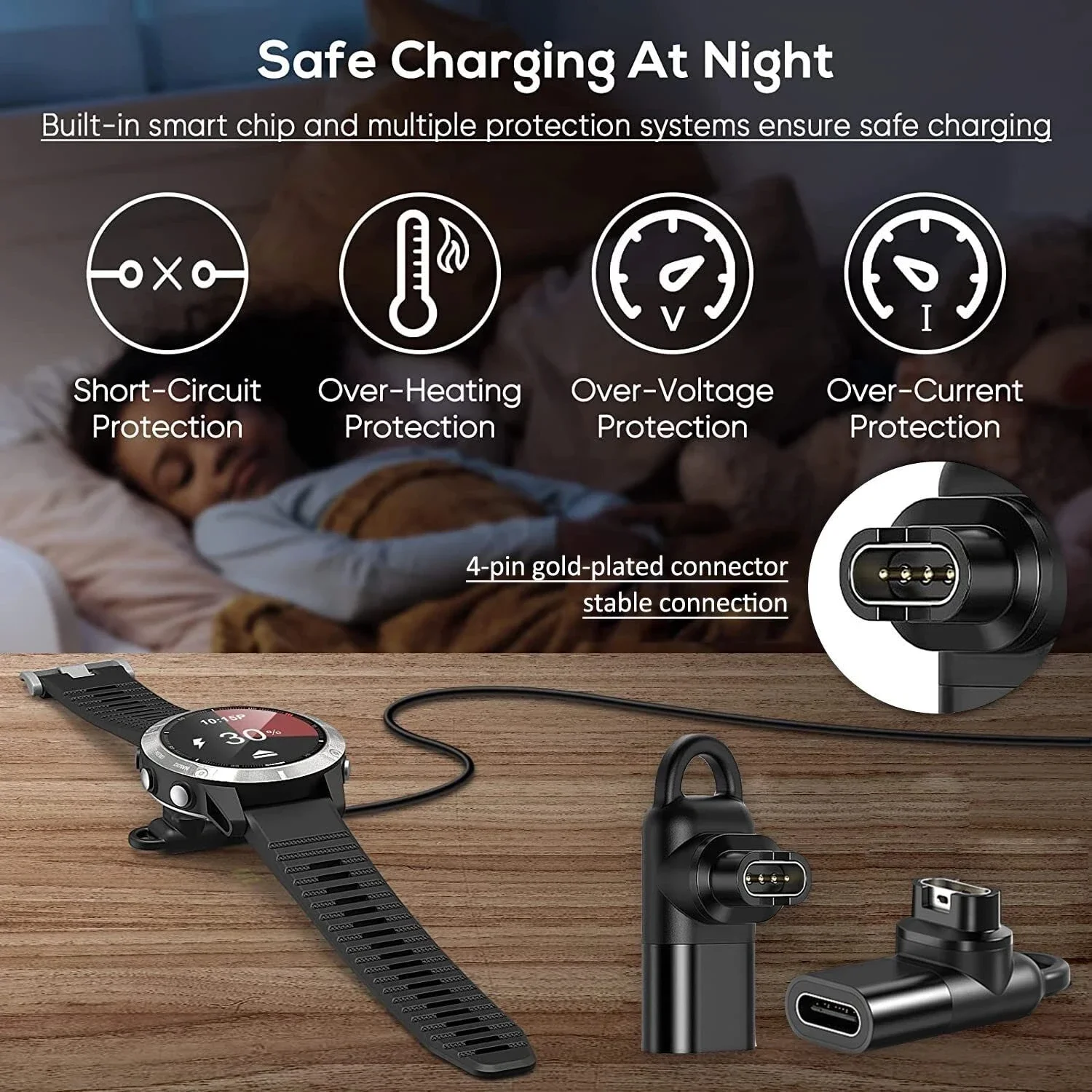 نوع C/مايكرو/Ios USB مهايئ شاحن ل Garmin Fenix 7/6/5 غريزة 2S Venu 2 plus ساعة ذكية شحن محول الملحقات