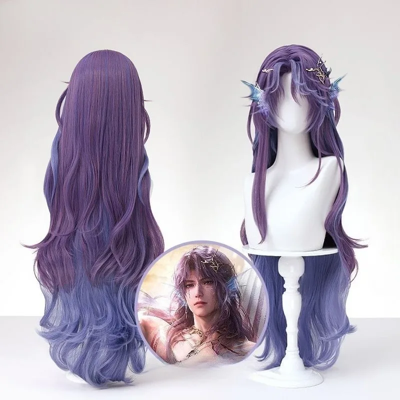 วิกผมคอสเพลย์ Rafayel จากเกม Love and Deepspace สีฟ้าคลื่นยาว ผมสังเคราะห์ อุปกรณ์ประกอบฉากสำหรับการแสดงบทบาทสมมติ ของตกแต่งงานปาร์ตี้ธีม Unisex