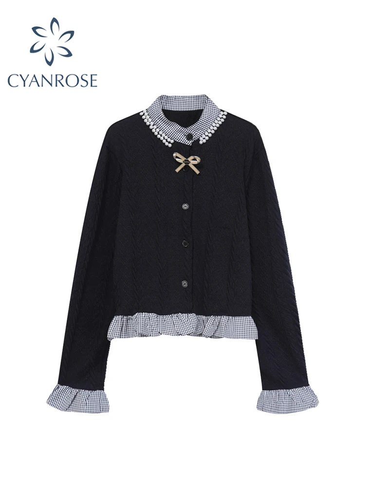 

Women's Patchwork Shirts and Blouses 90s Y2k Fashion Vintage Harajuku 2000s Elegant Kawaii Long Sleeve Shirt Top Clothes Autumn