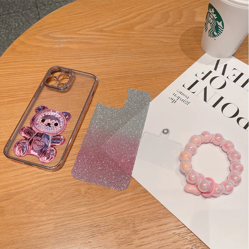 A16 حافظة مضادة للصدمات لـ A16 بريق لطيف الدب قوس وسوار الغطاء الخلفي لسامسونج غالاكسي A16 A36 A56 A55 A24 A25 4g 5g