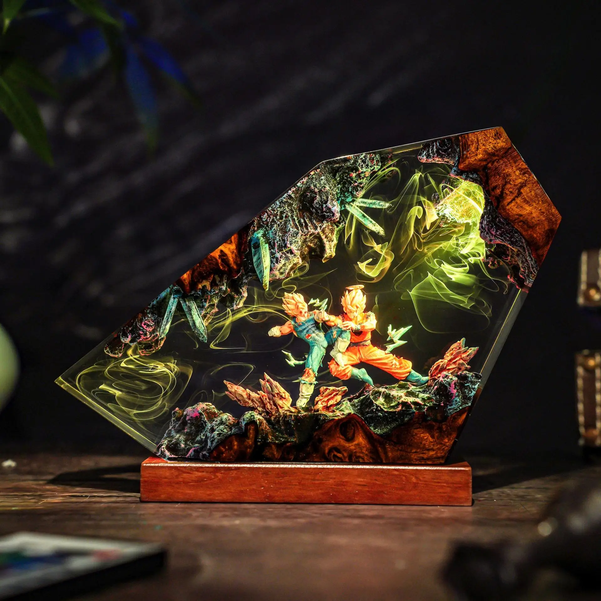 

Goku & Vegeta Epoxy Resin Handmade LED Night Light, Dragon Ball Z Collectible Art Lamp, Anime Desk Decor Figure & Statue